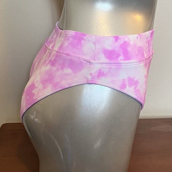 California Waves High Waisted Swimsuit Bottoms Size Small Pink White Tie Dye NEW - Picture 4 of 7